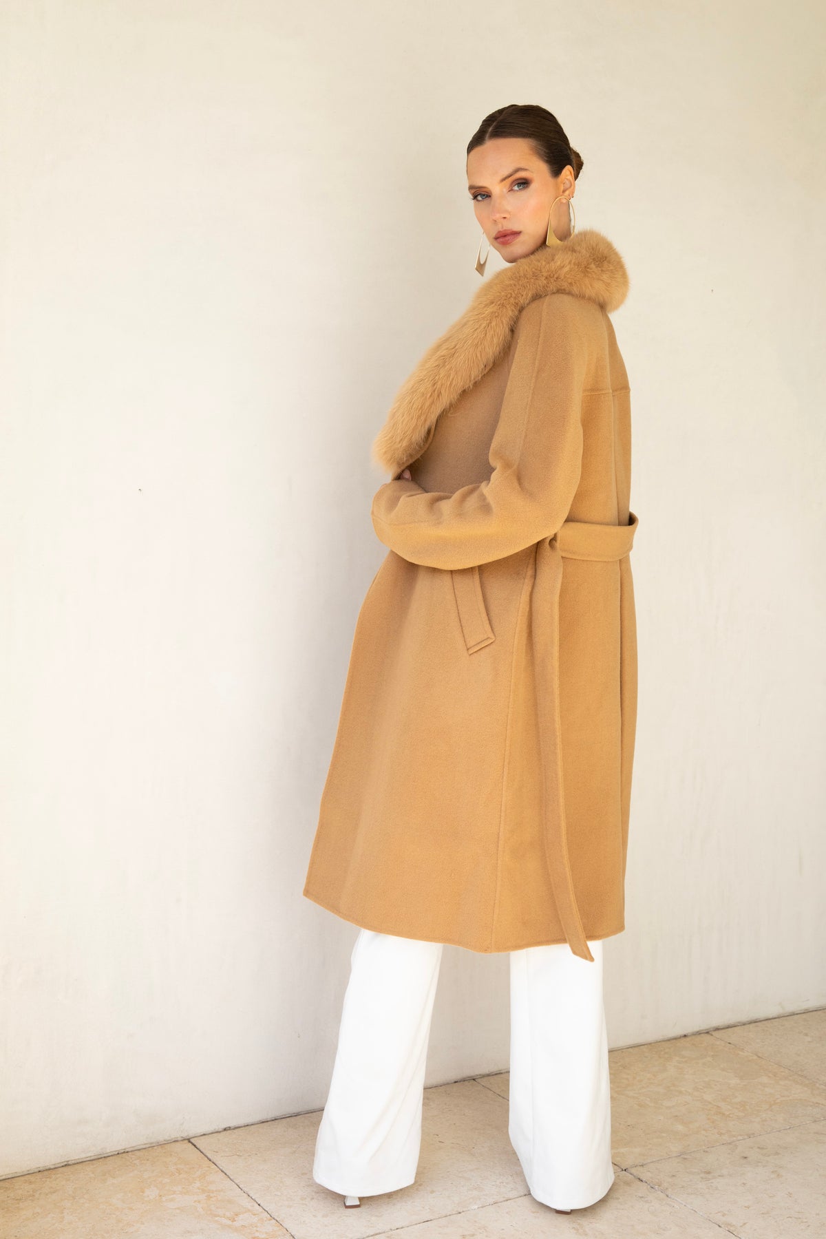 The Heirloom Wool & Fur Coat in Tan