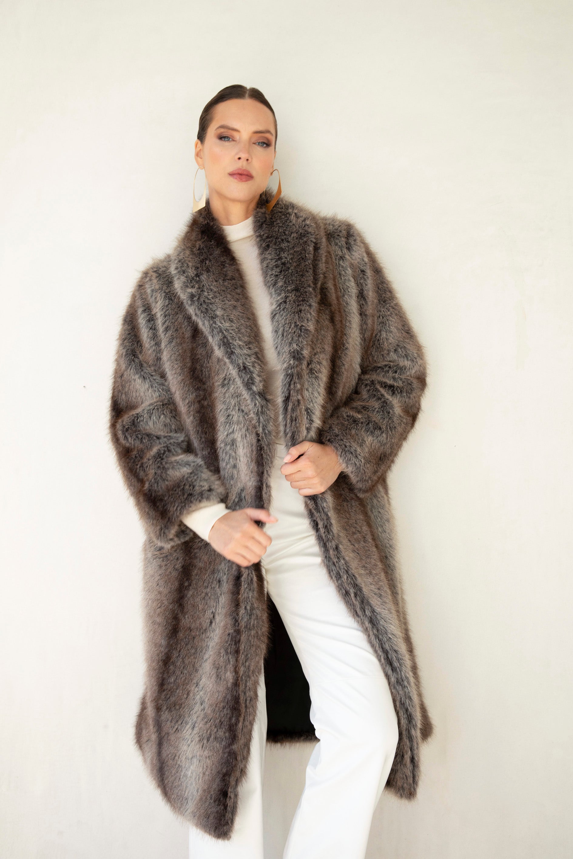 The Aspen Faux Fur Coat in Brown - Lisa Maree