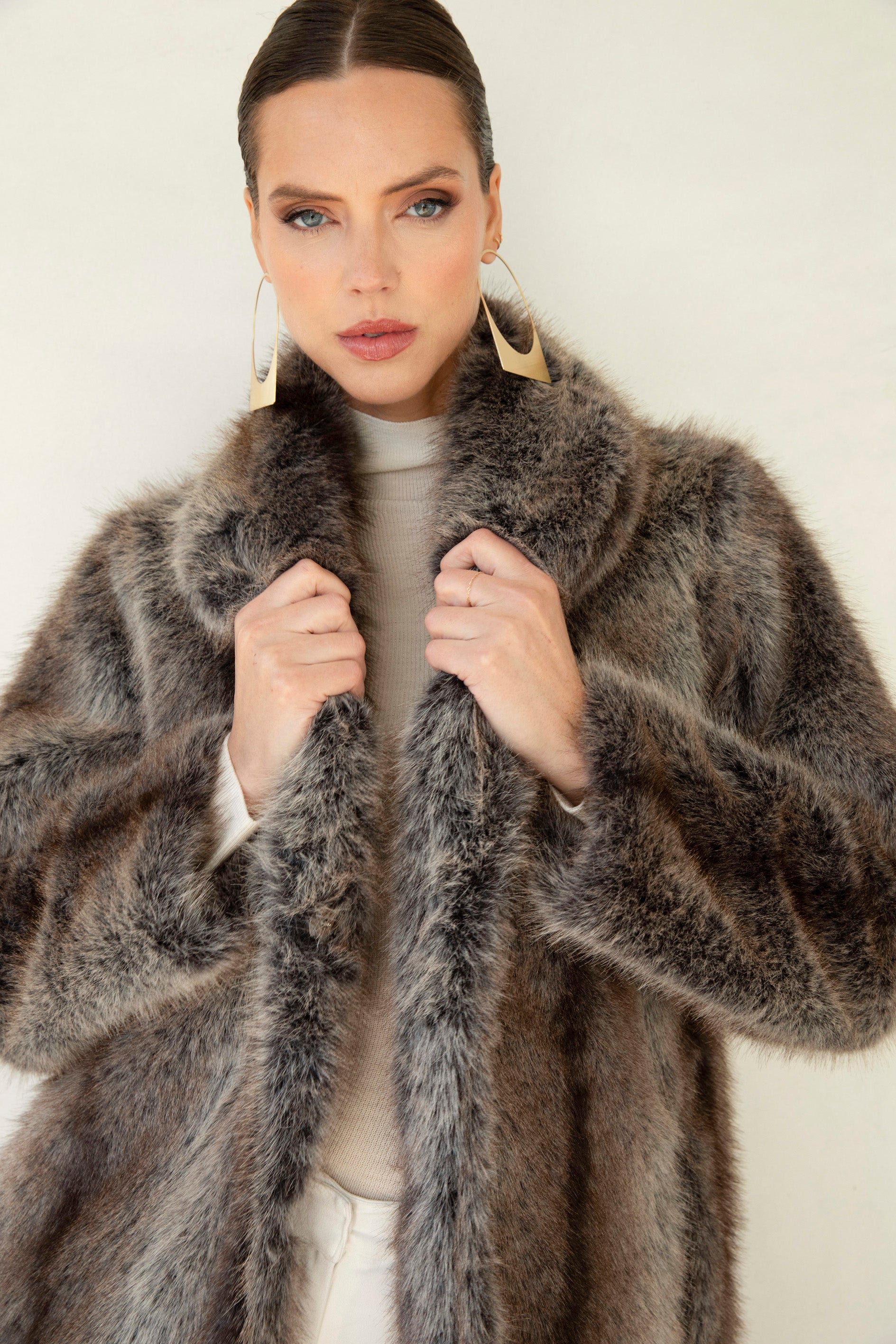 The Aspen Faux Fur Coat in Brown - Lisa Maree