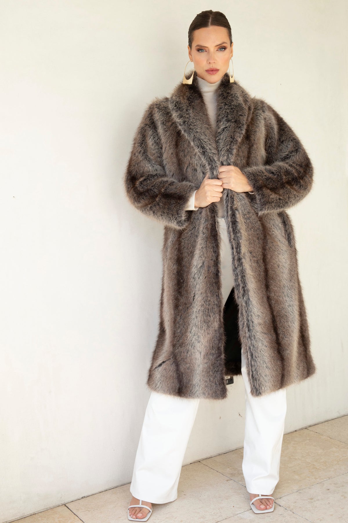 The Aspen Faux Fur Coat in Brown - Lisa Maree
