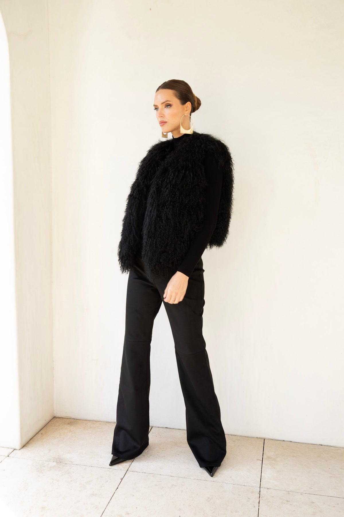 The Northern Shadow Mongolian Wool Vest in Black