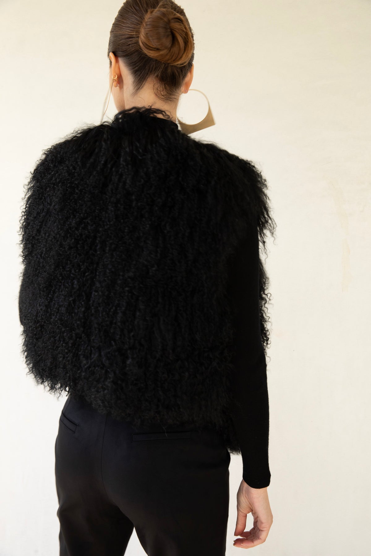 The Northern Shadow Mongolian Wool Vest in Black