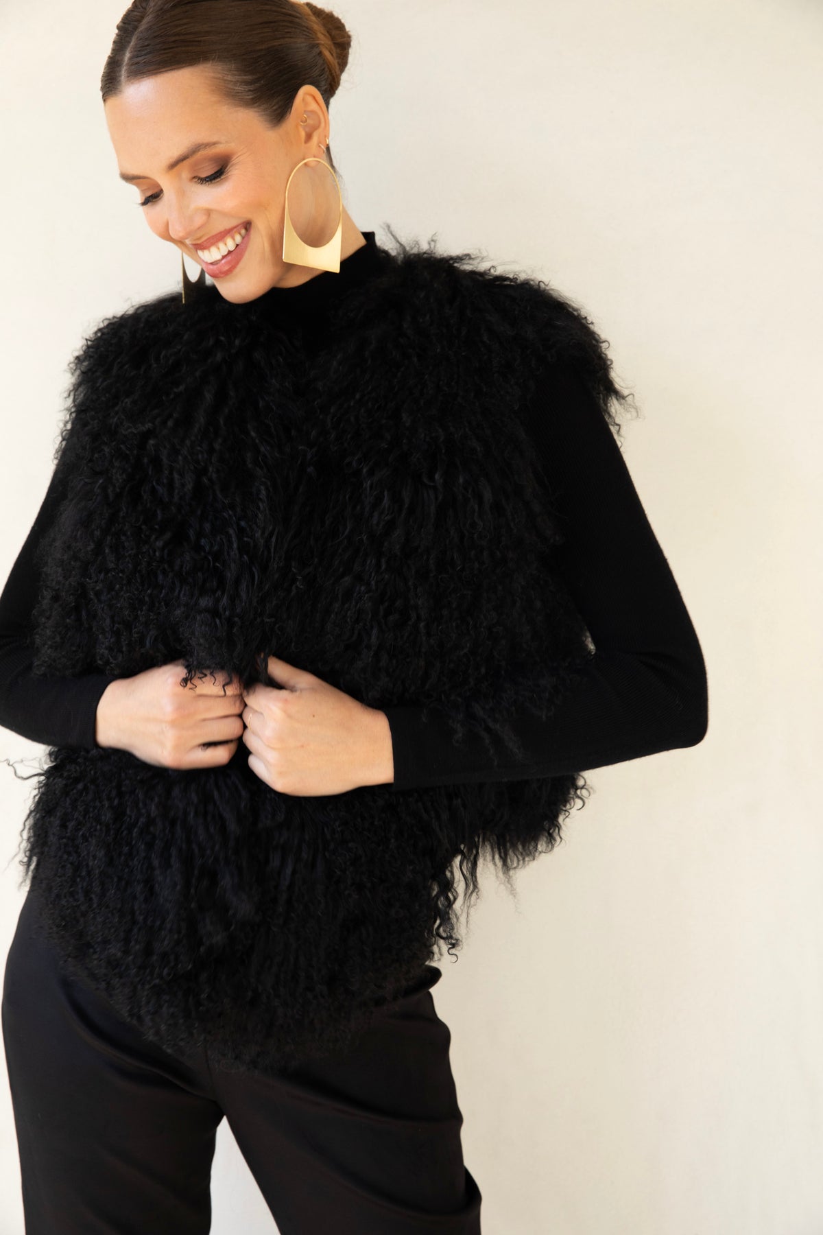 The Northern Shadow Mongolian Wool Vest in Black