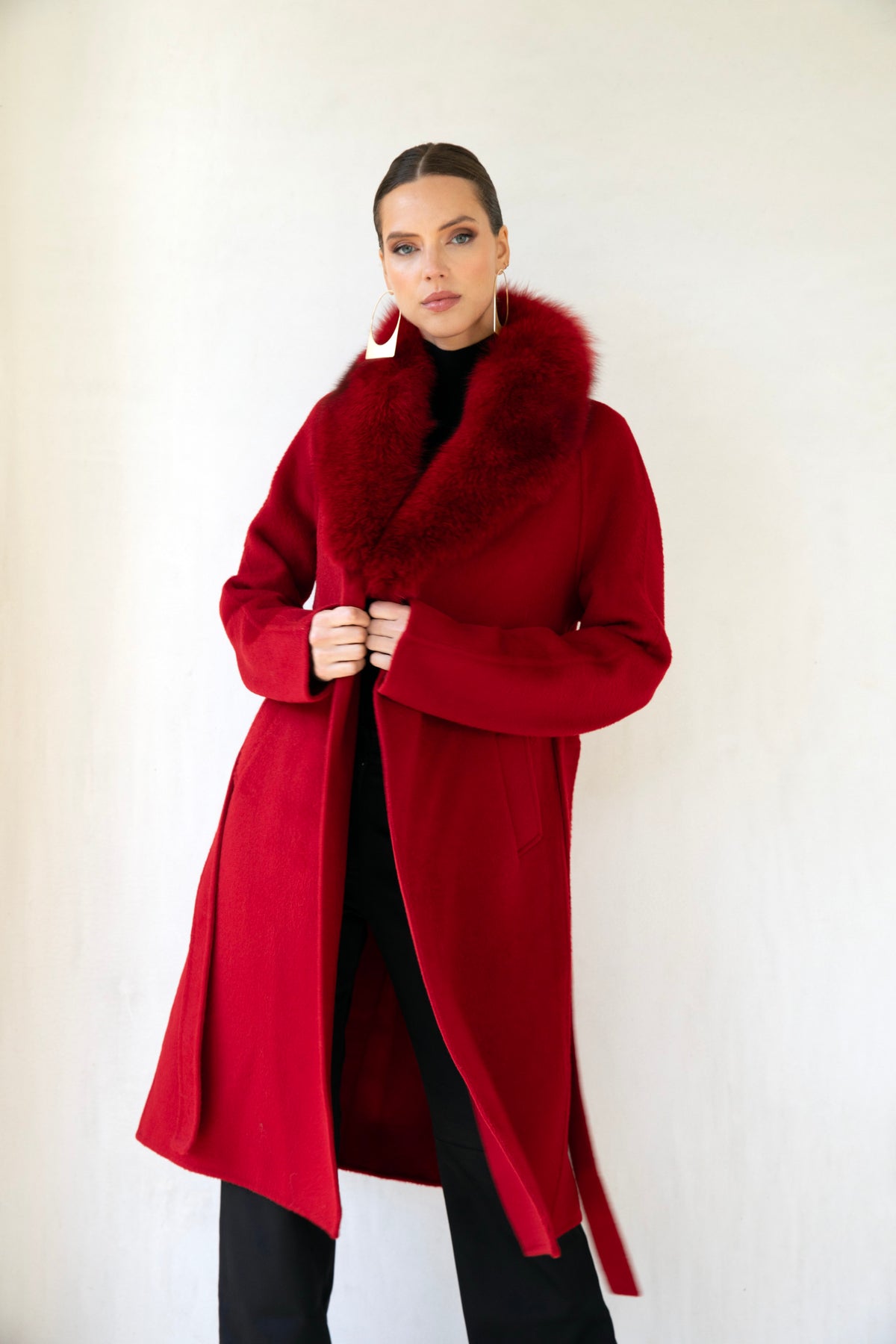 The Heirloom Wool & Fur Coat in Red