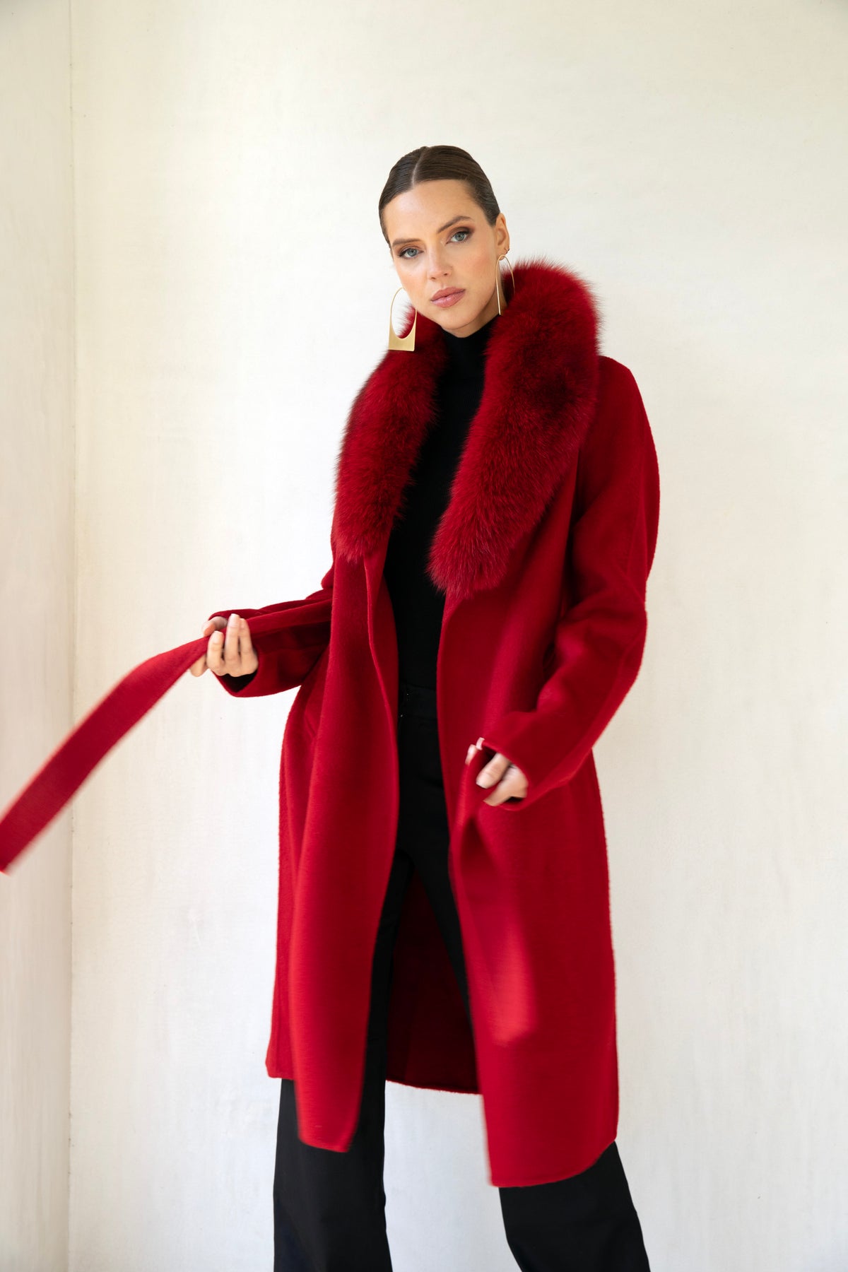 The Heirloom Wool & Fur Coat in Red