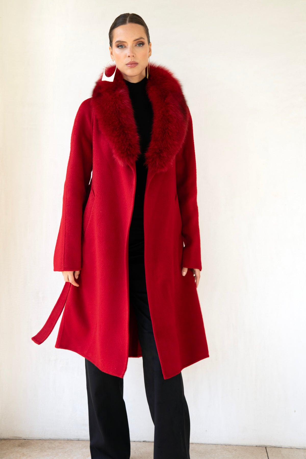 The Heirloom Wool & Fur Coat in Red