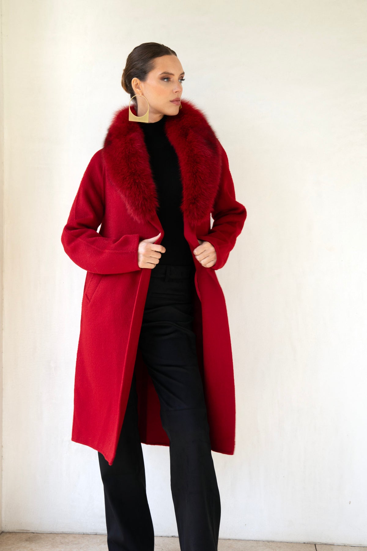 The Heirloom Wool & Fur Coat in Red