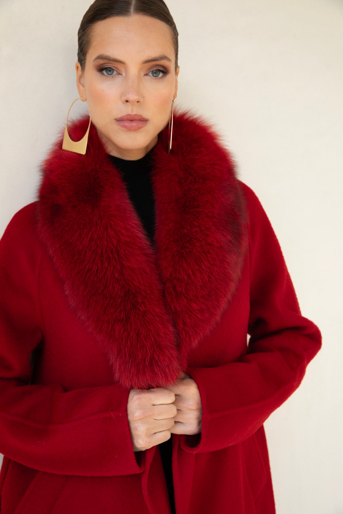 The Heirloom Wool & Fur Coat in Red