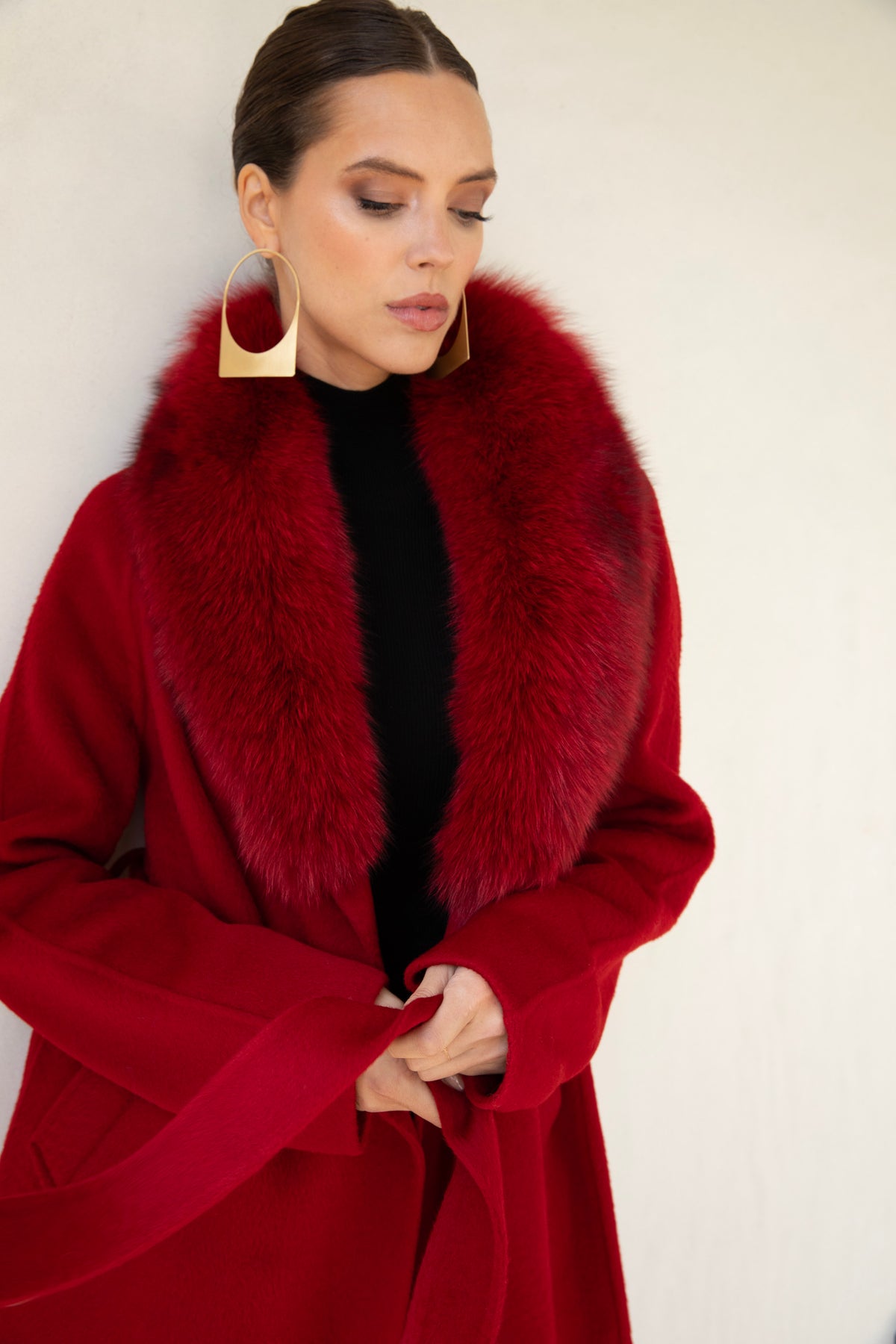 The Heirloom Wool & Fur Coat in Red