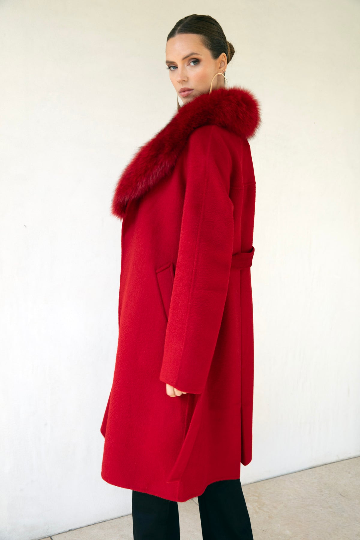 The Heirloom Wool & Fur Coat in Red