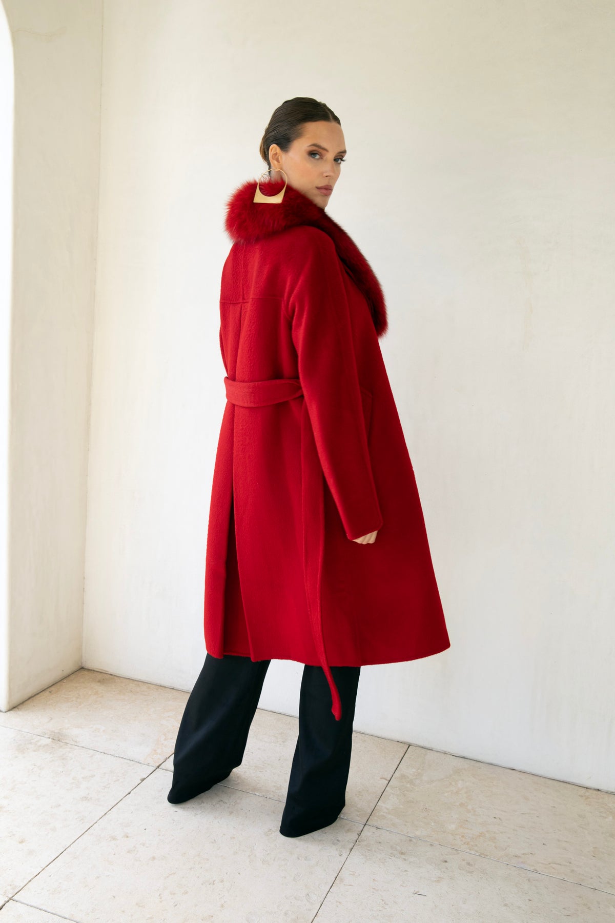 The Heirloom Wool & Fur Coat in Red