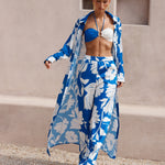 Hope & Harmony Maxi Duster Coverup Coat in Blue Floral