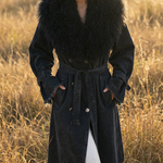Apocalypse Denim and  Mongolian Wool Coat in Black
