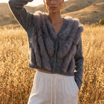 By The Fireside Fur Cardigan in Gray