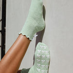 Big Bow Pilates Barre Grip Socks in Green