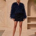 Solstice Feather Jacket in Navy Blue