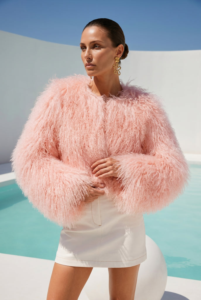 Harmony Mongolian Wool Jacket in Baby Pink - Lisa Maree