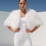 The Obsession Feather Cape in White
