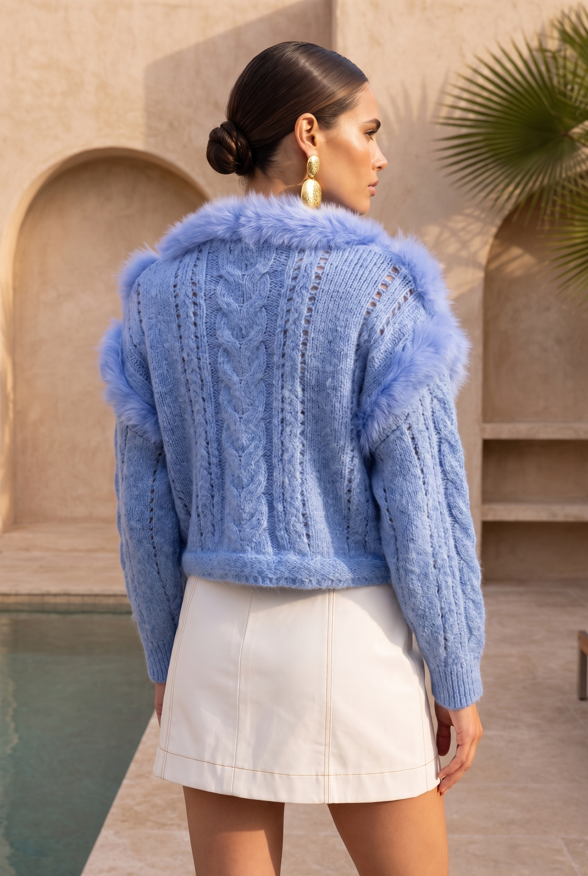 The Ever After Fur Cardigan in Violet