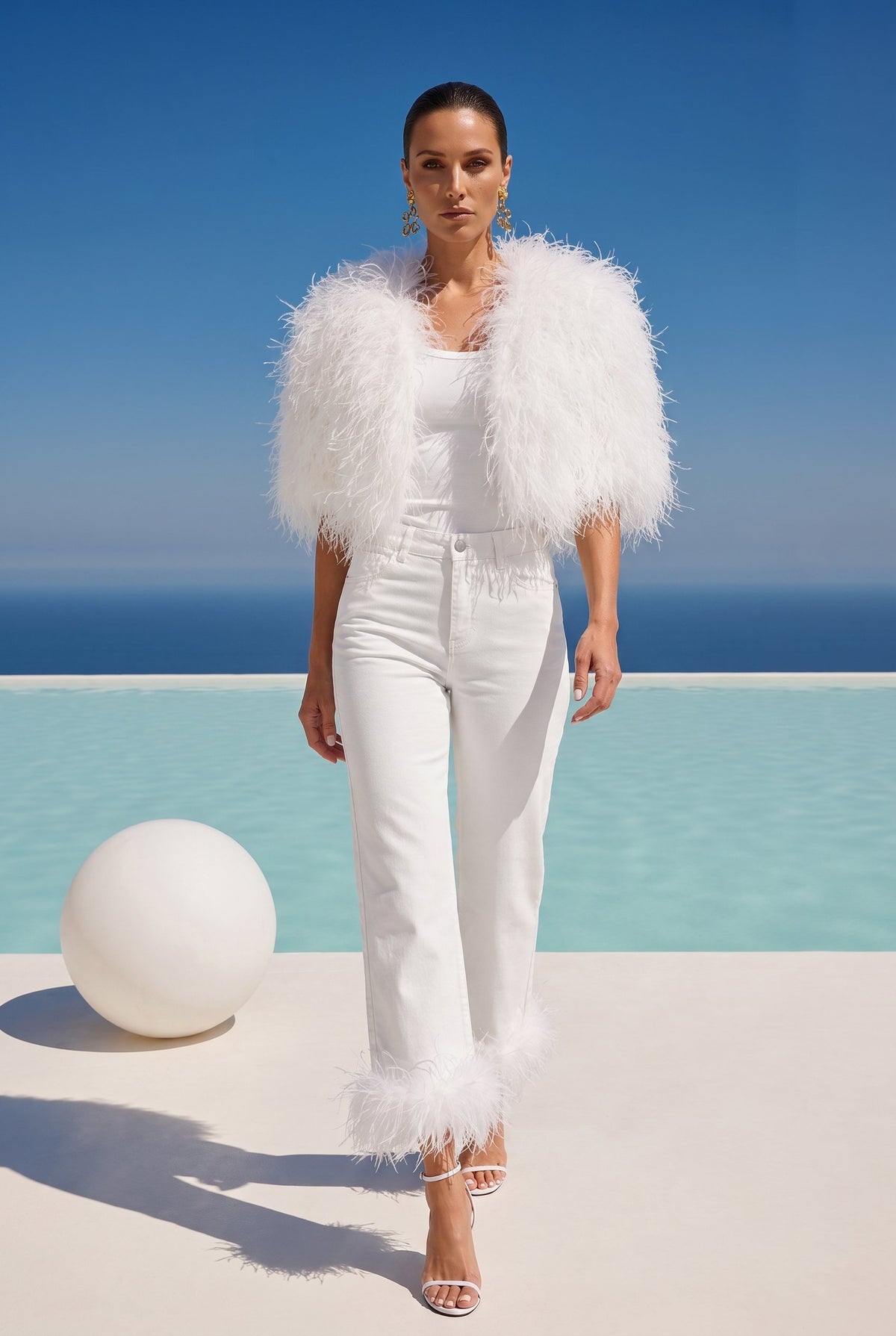 The Obsession Feather Cape in White