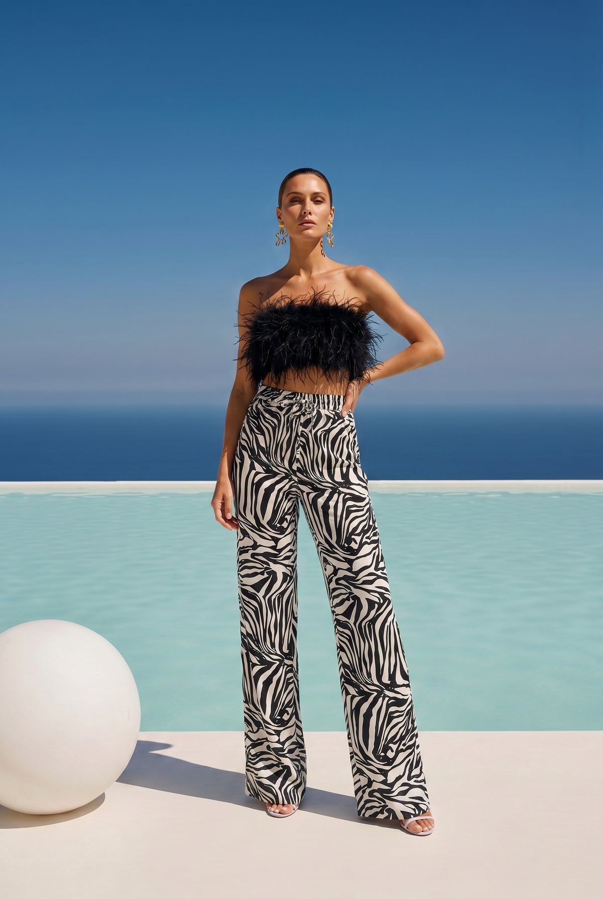 Starburst feather crop in Black