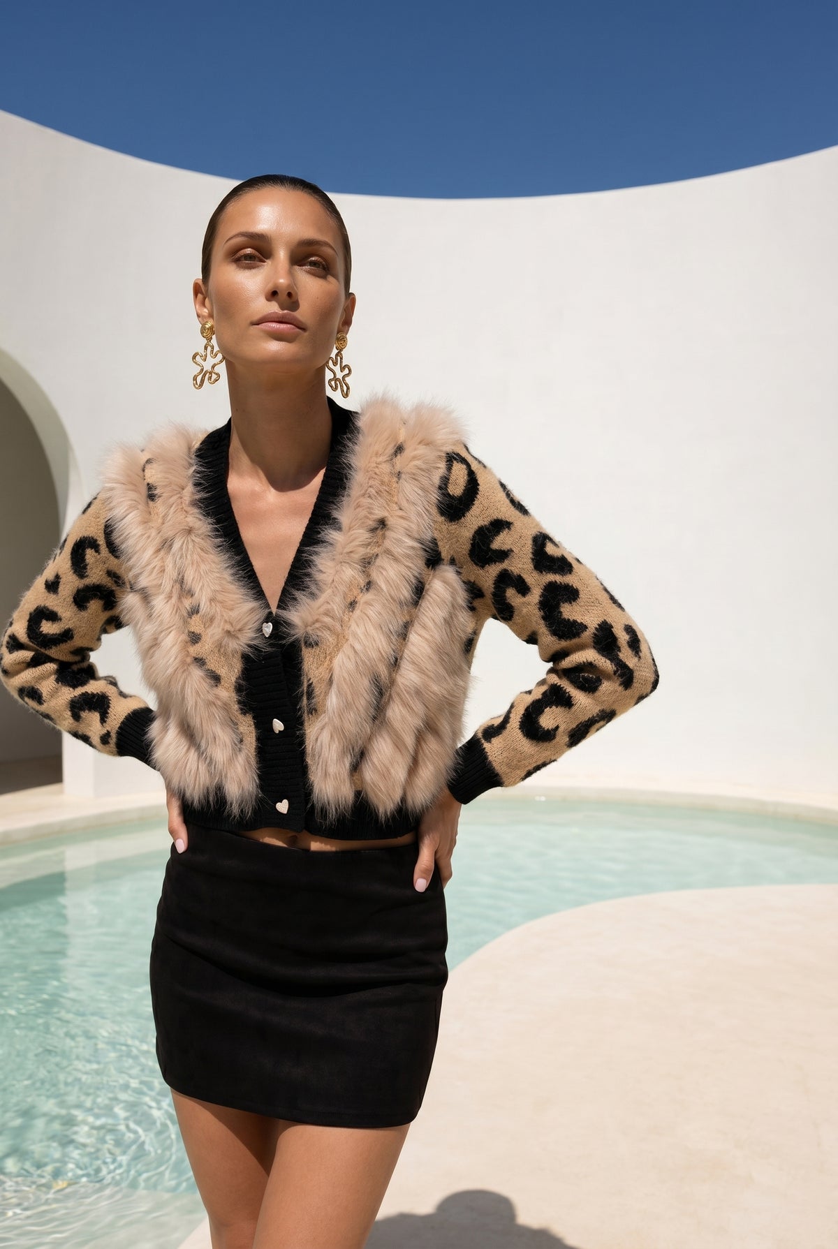 Animal Instincts Fur Cardigan in Leopard