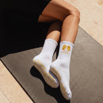 Gemini Zodiac Star sign Pilates Barre Grip Socks in White