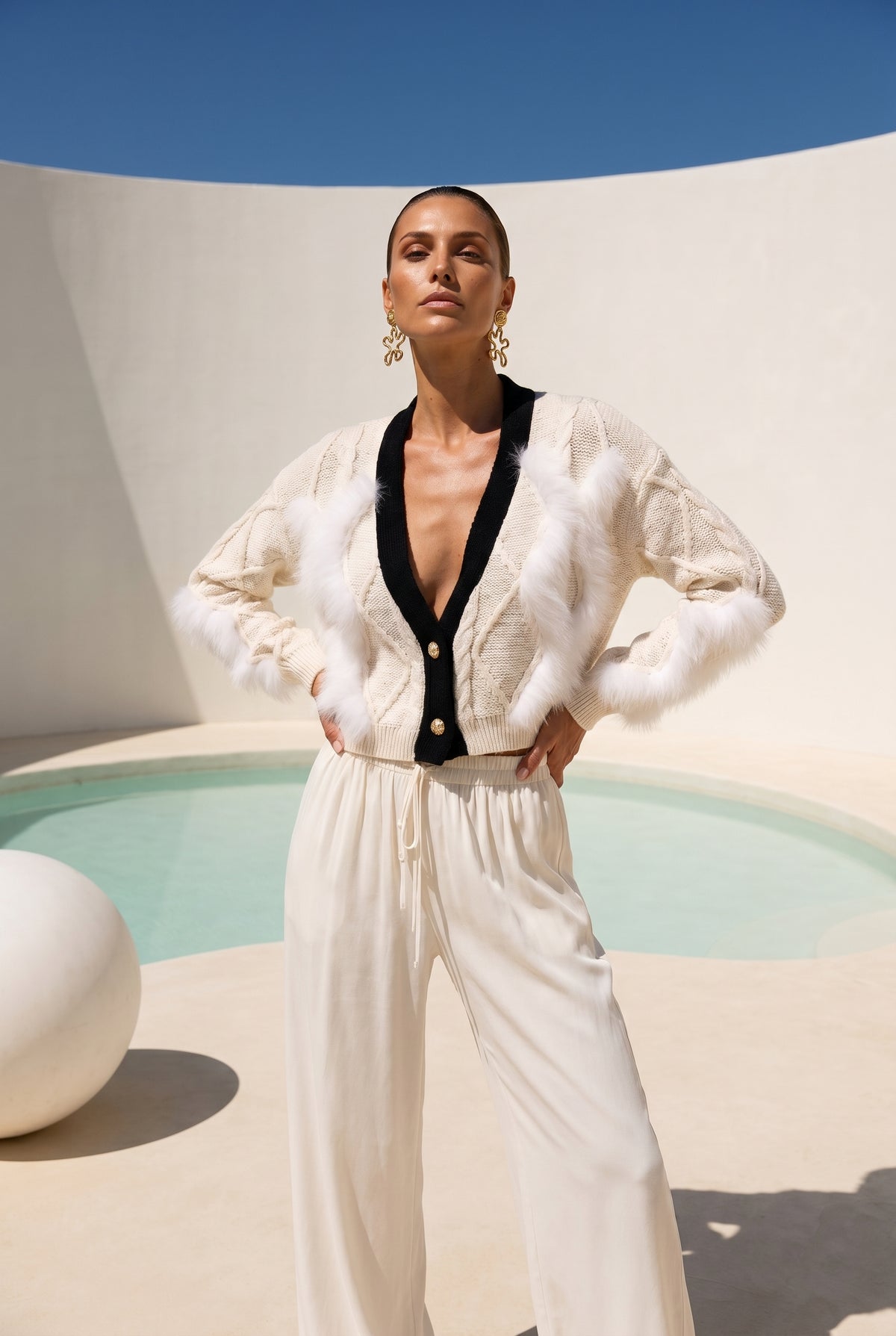 Sentiments Fur Cardigan in White