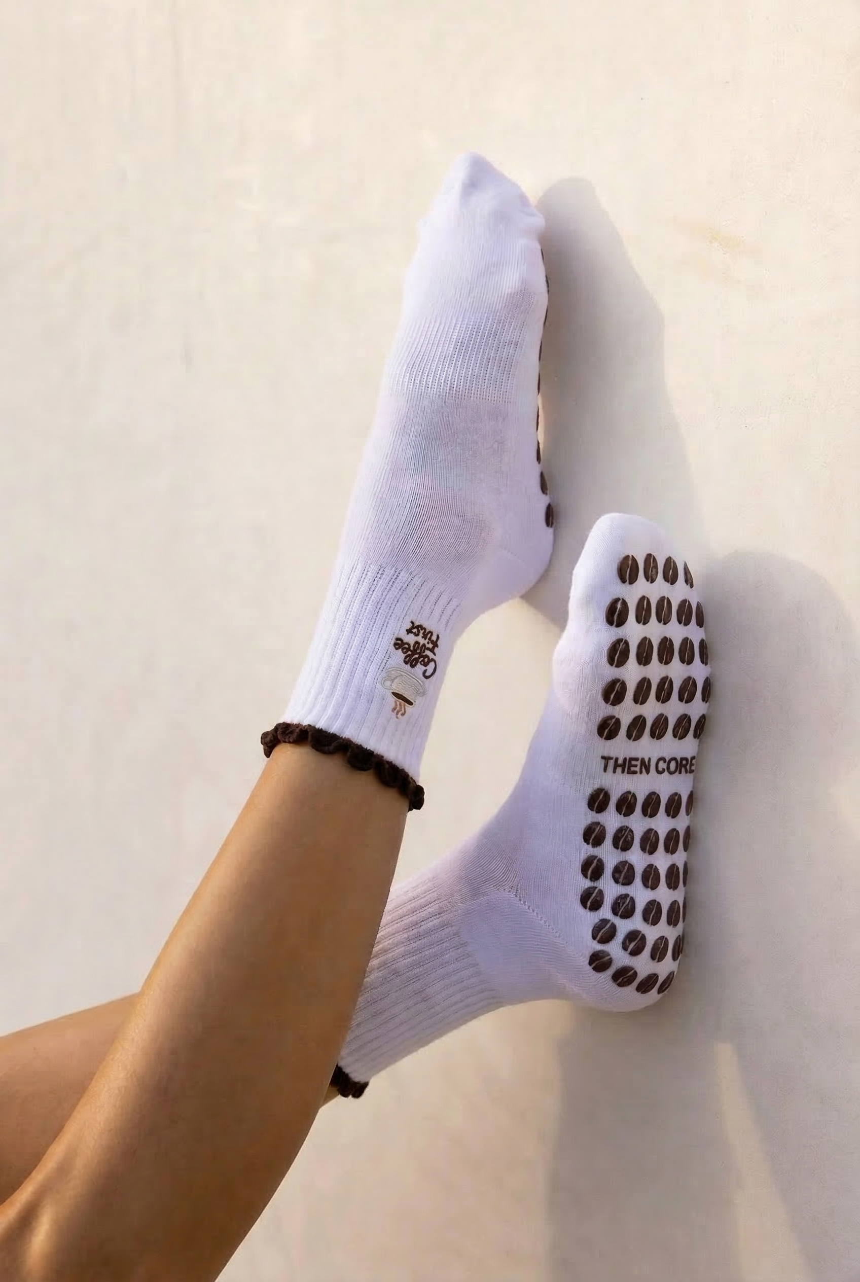 Coffee First, Then Core. Pilates Barre Grip Socks - Lisa Maree