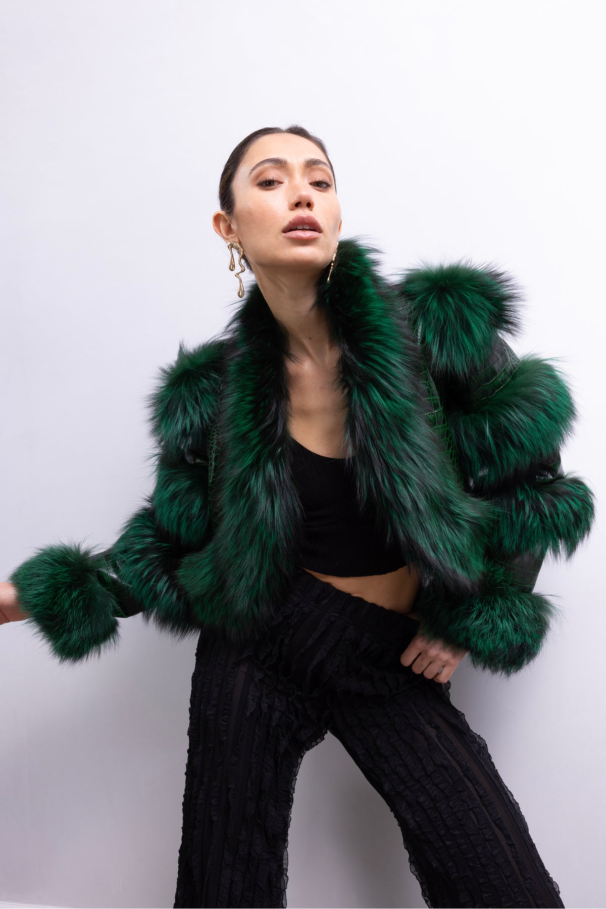 Delusion Cropped Jacket in Green