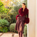 Blade Leather and  Mongolian Wool Coat in Burgundy