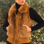 The Atrium Fur Vest in Tan