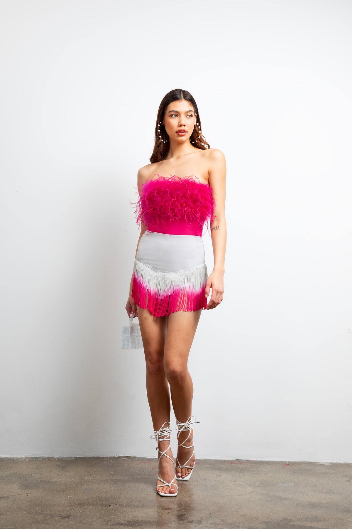Swept Away Mini Skirt in Pink Ombre