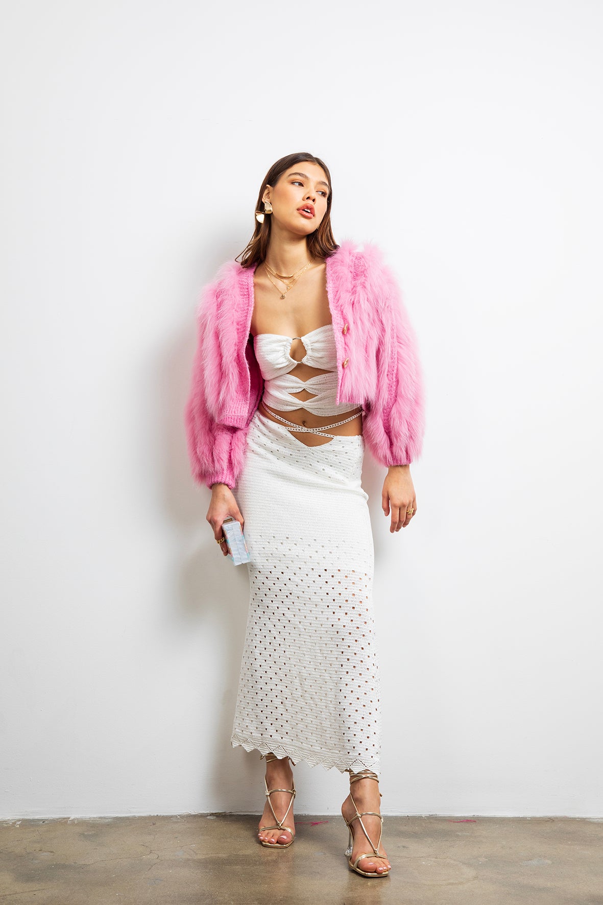 The Furry Fox wool jacket in Pink
