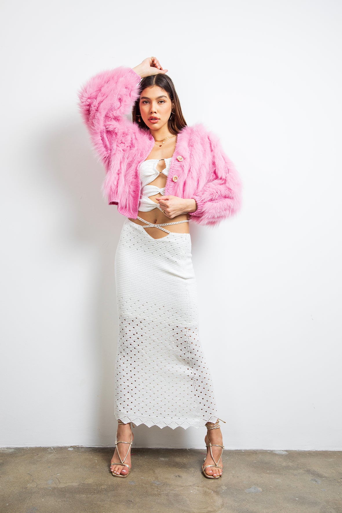 The Furry Fox wool jacket in Pink