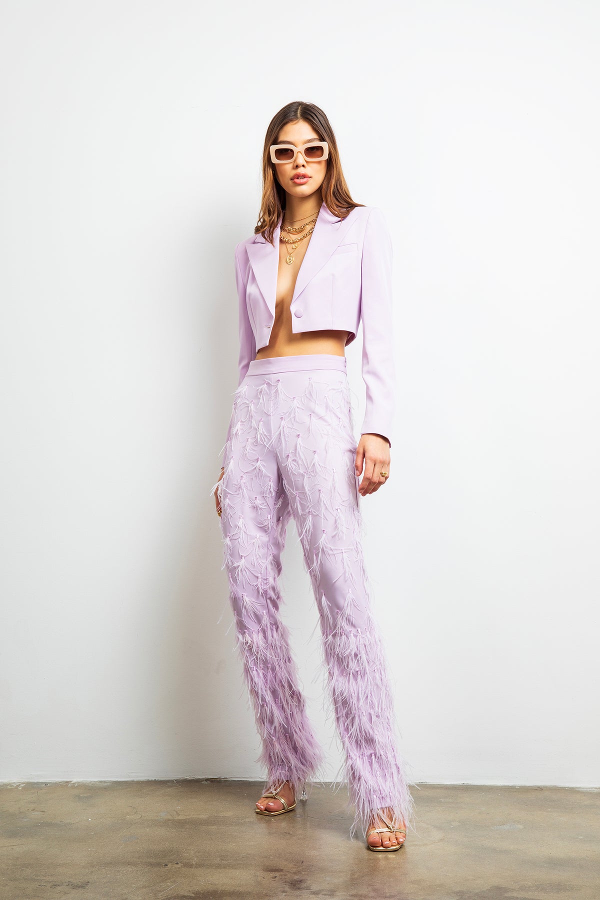 Wild Love Feather Pant in Lilac