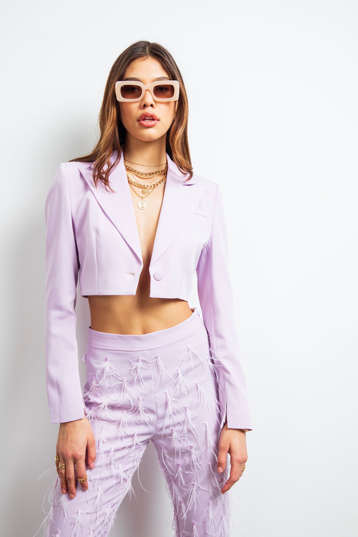 The Headliner Cropped Jacket in Lilac