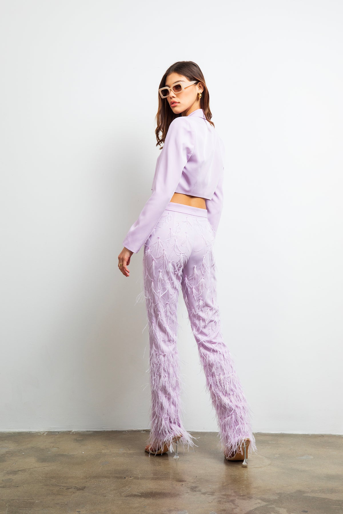 Wild Love Feather Pant in Lilac