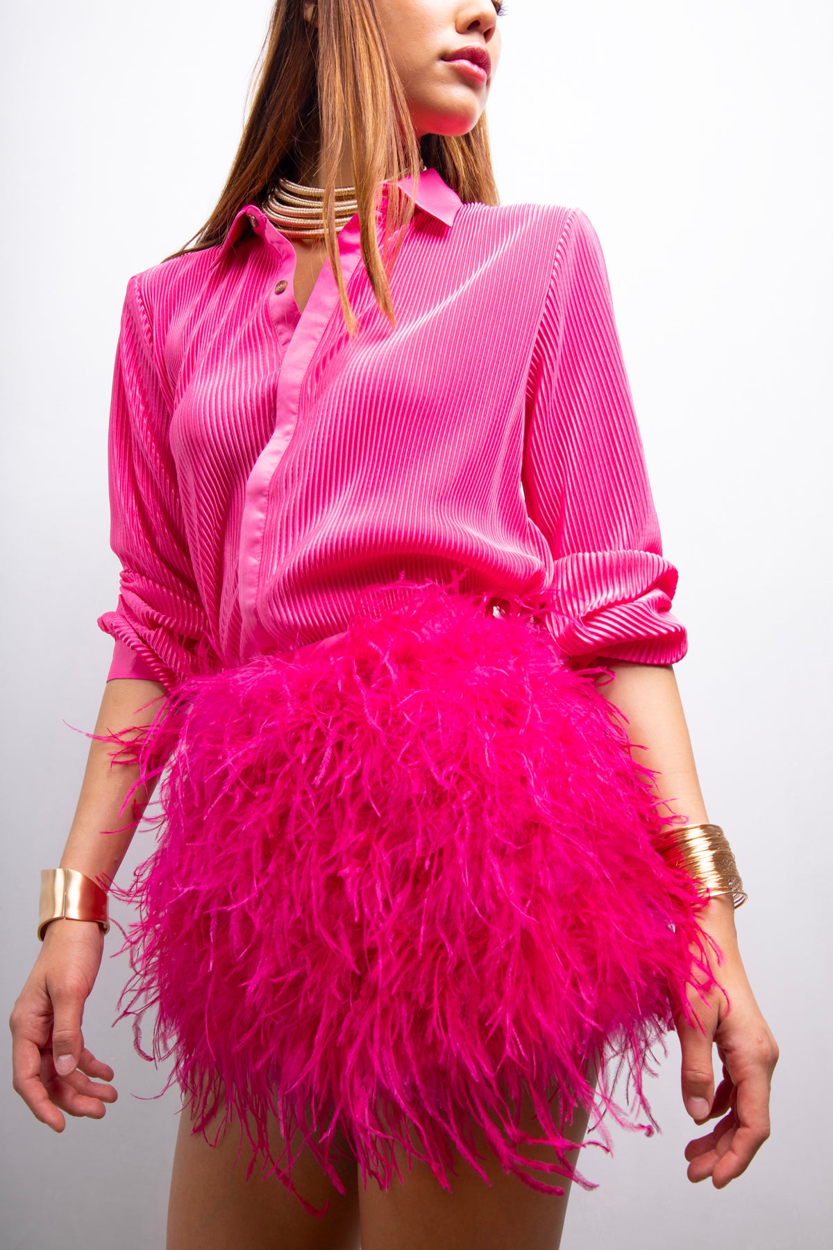 Starburst feather skirt in Pink
