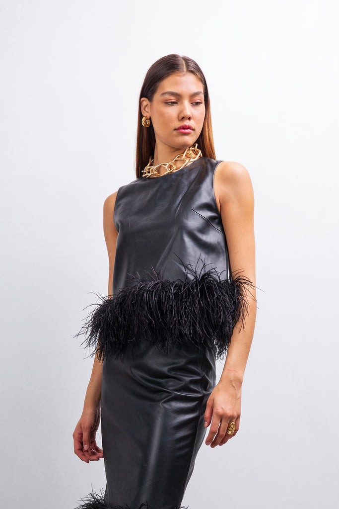 Avail Yourself leather feather top
