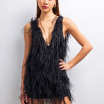 Intense defense feather mini dress in Black