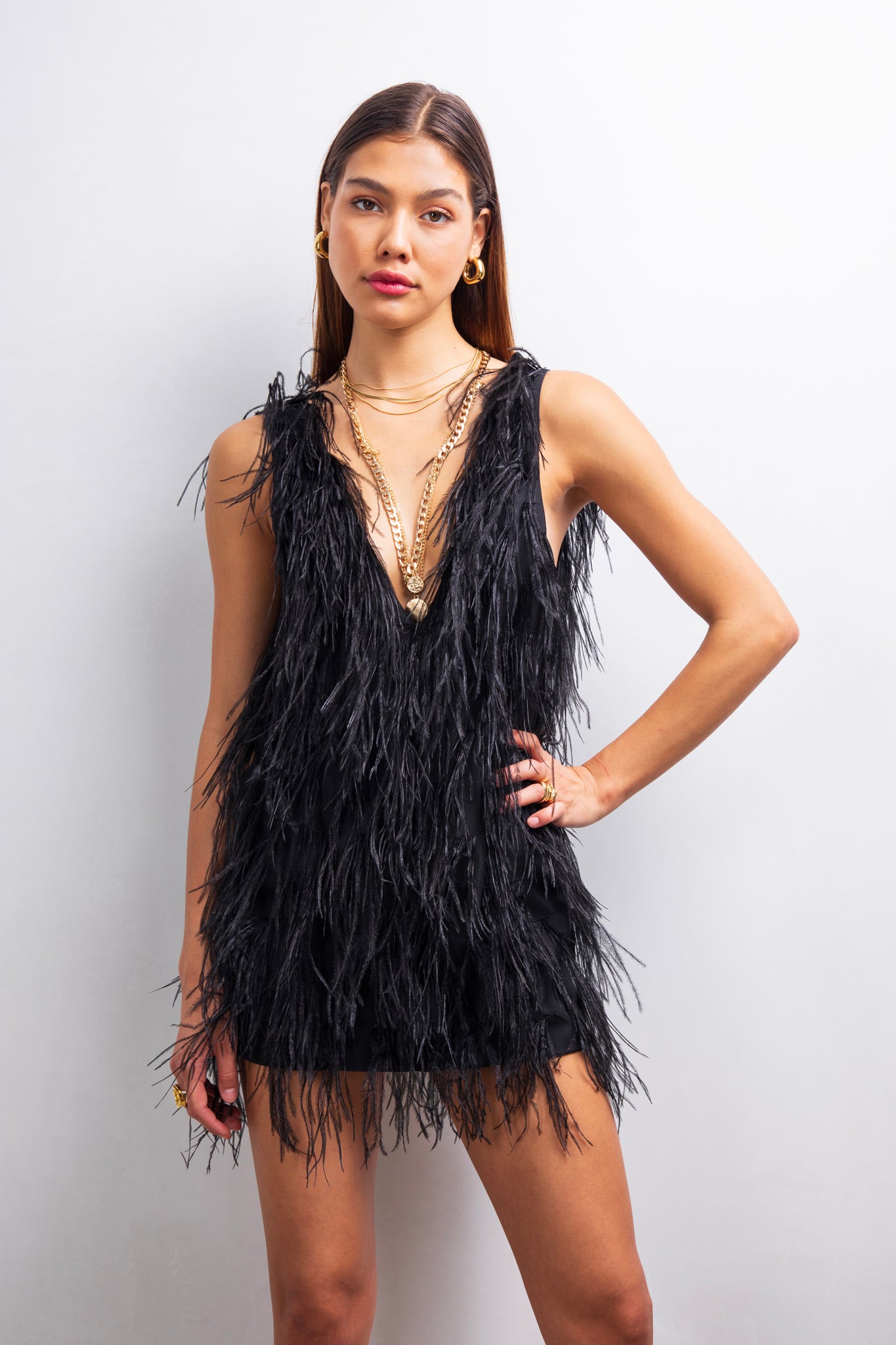 Intense defense feather mini dress in Black - Lisa Maree Intense defense feather mini dress in Black - Lisa Maree