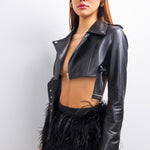 The Sable cropped leather jacket in Black