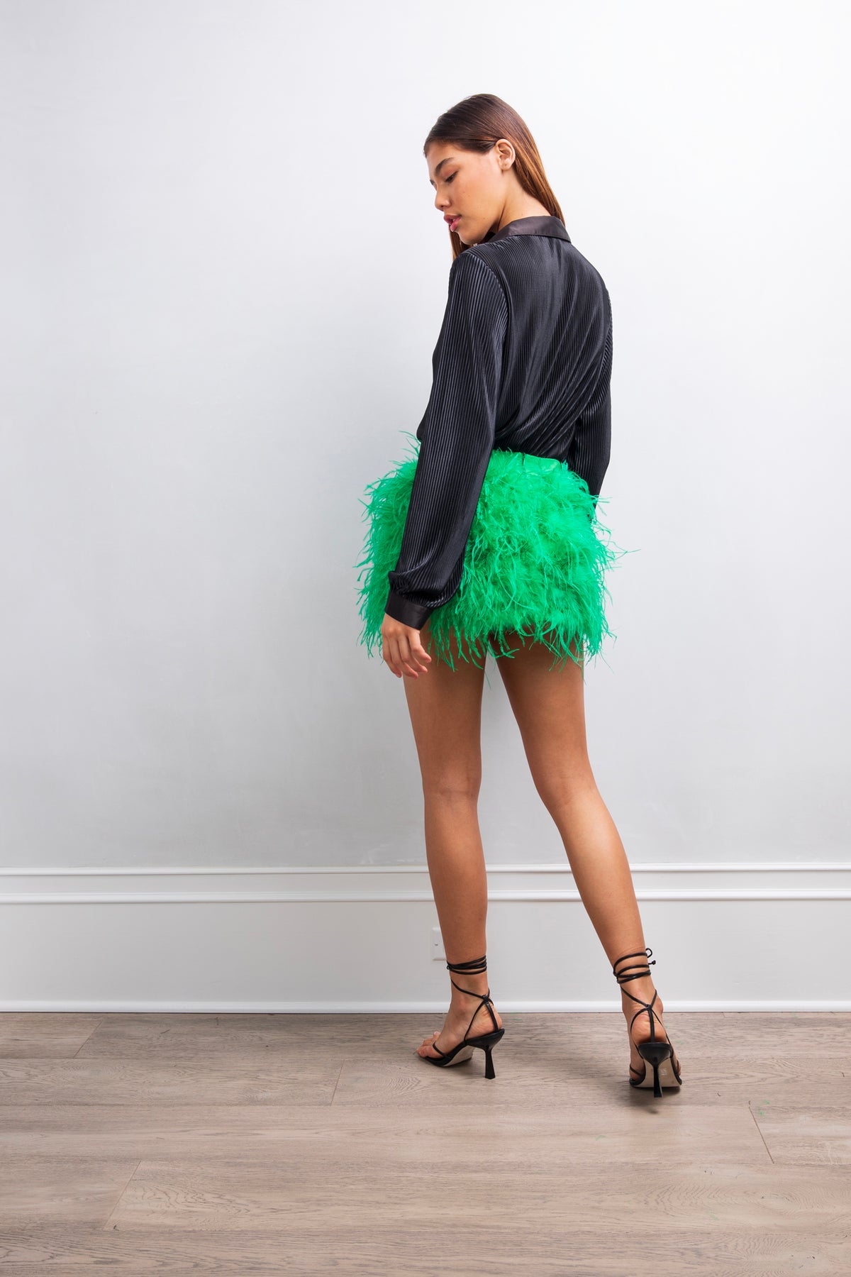 Starburst feather skirt in Green