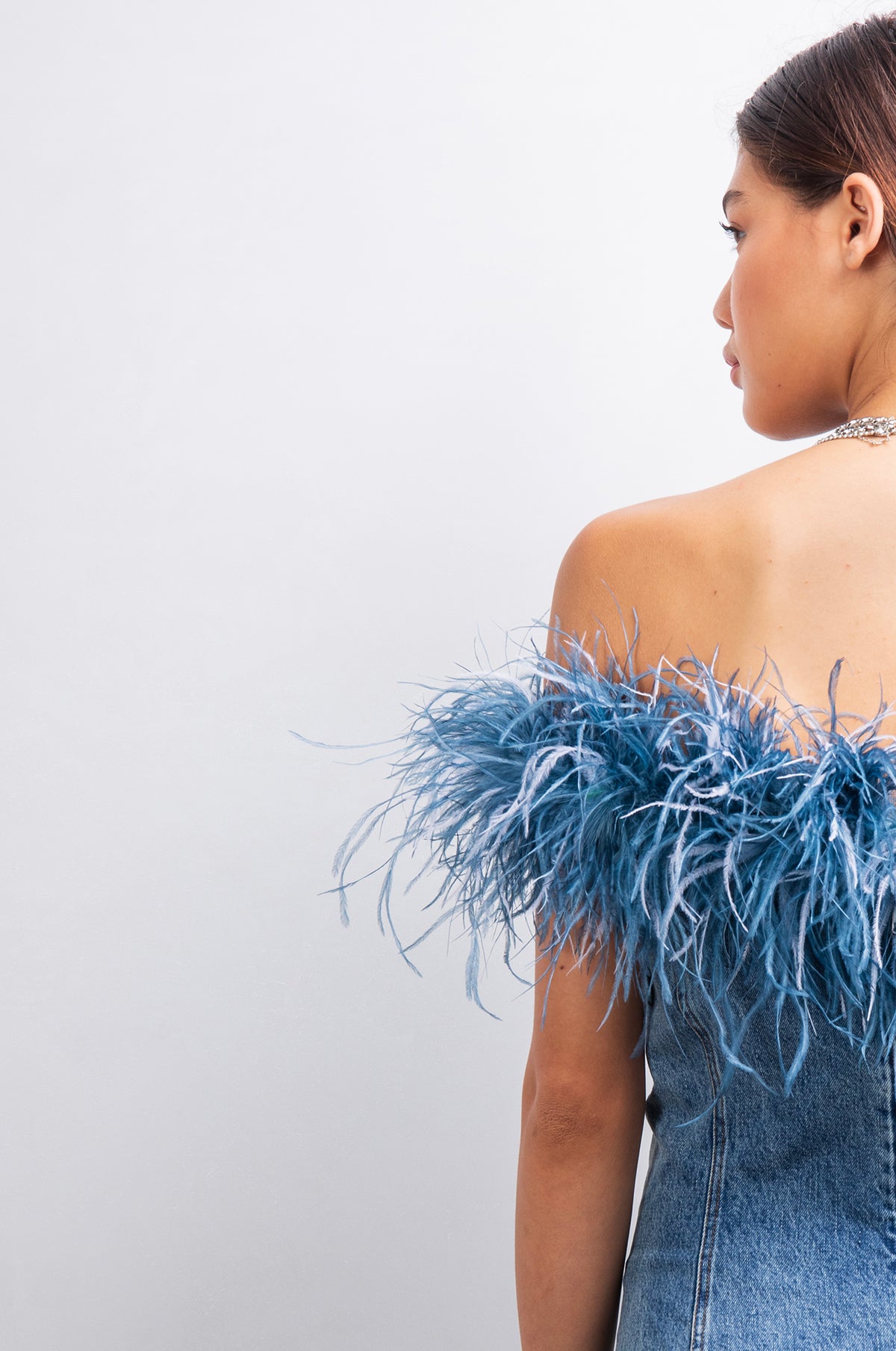 A Touch of Frost feather denim mini dress