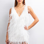 Intense defense feather mini dress in White