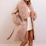 Charlotte Mongolian Wool Coat in Beige