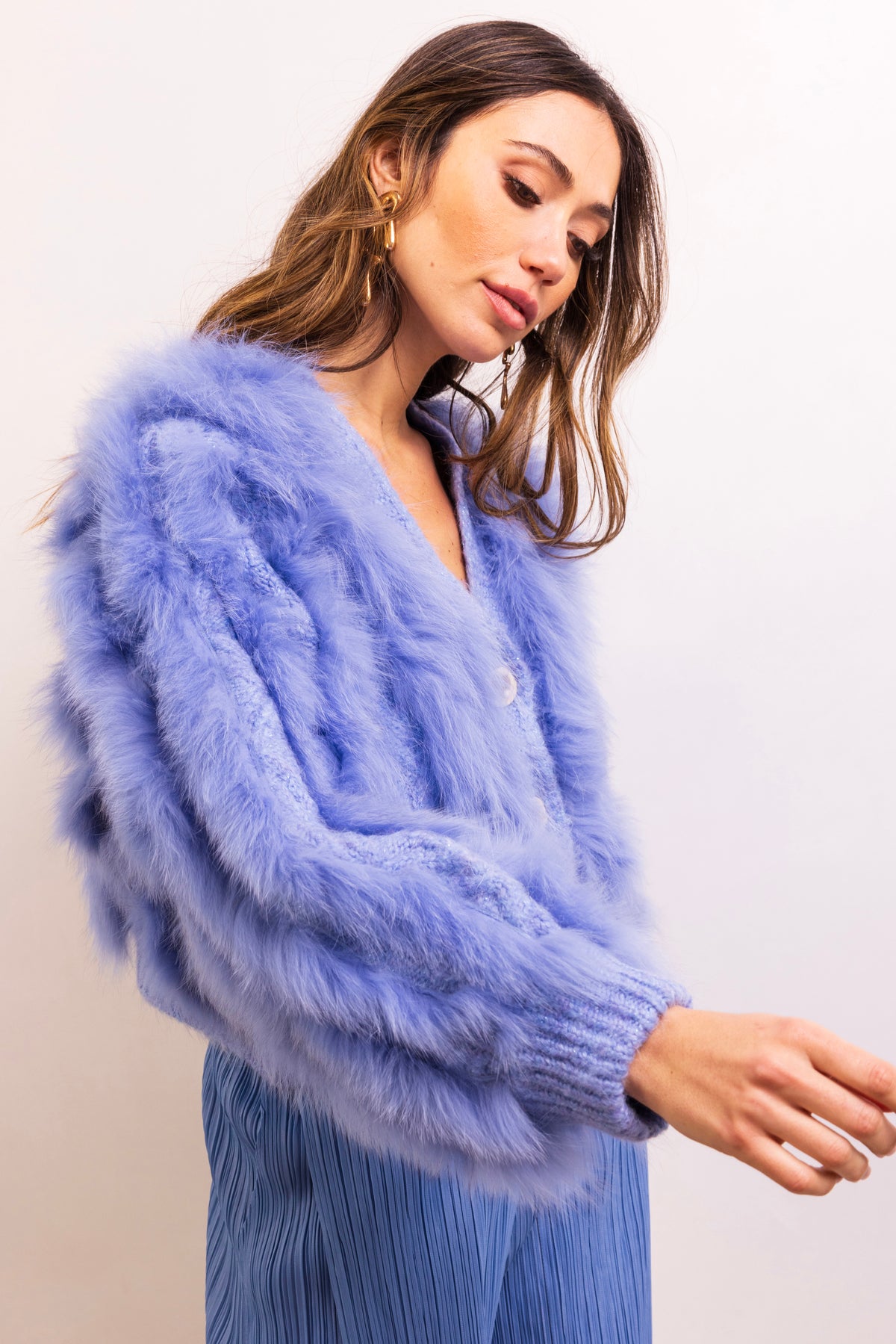 The Furry Fox Cardigan in Violet