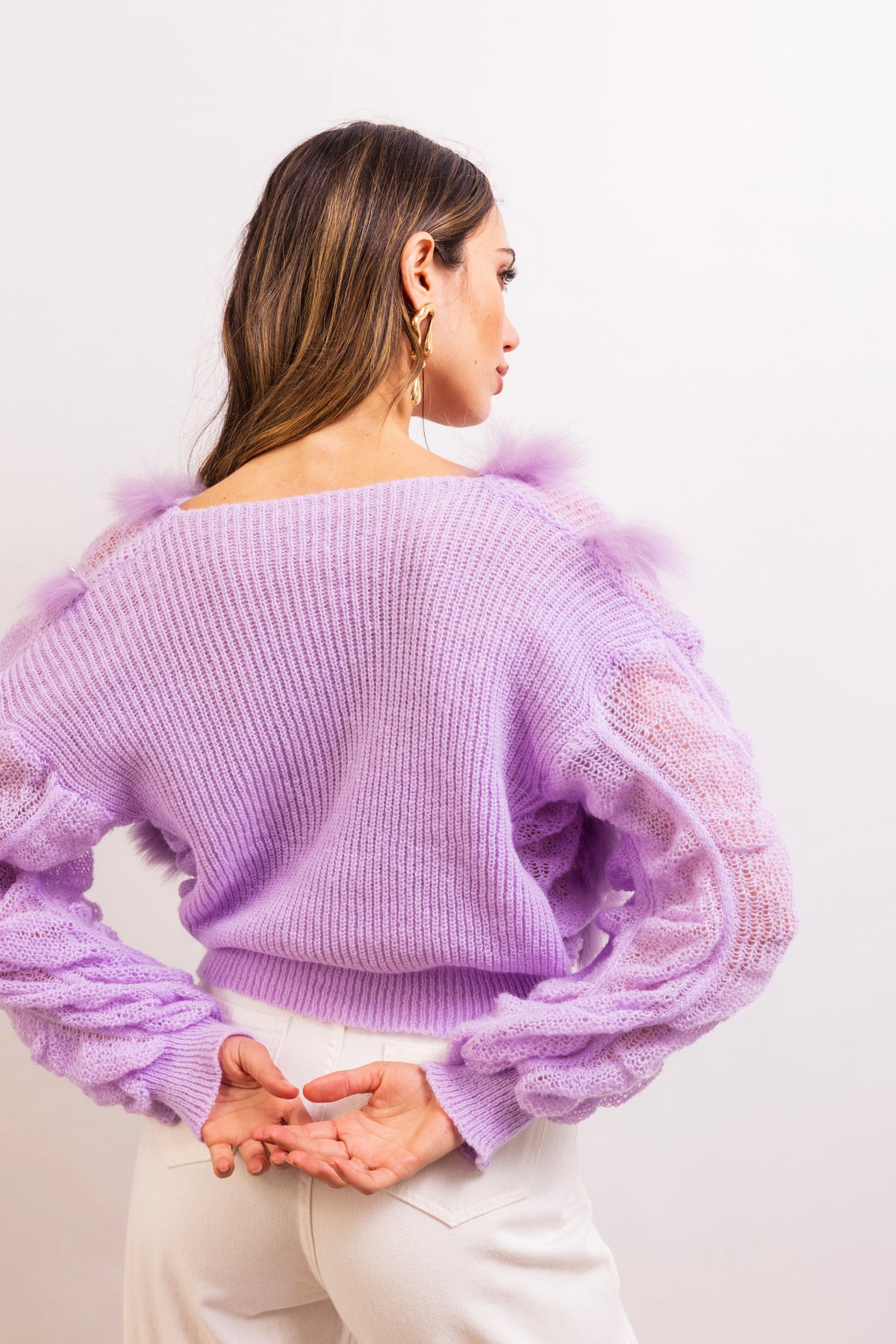 My Favor Embellished Wool Sweater in Lilac
