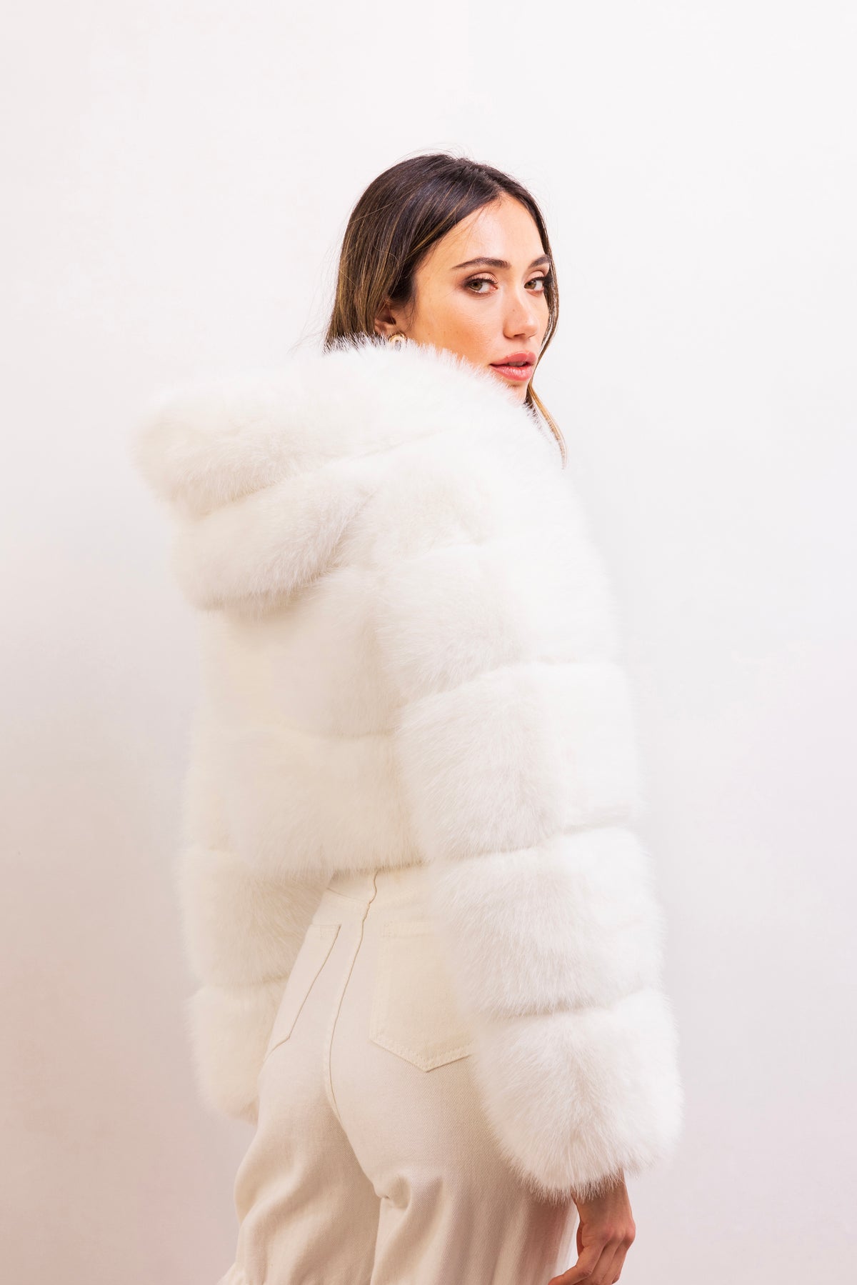 This Is It Faux Fur Cropped Jacket in White